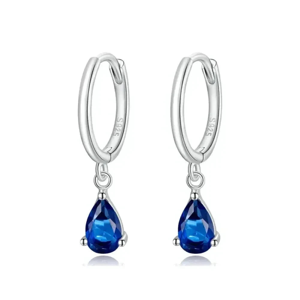 Exquisite ISHWAR Water Drop Earrings | 925 Sterling Silver | 4 Colors | Statement jewellery SCE1018 - Blue