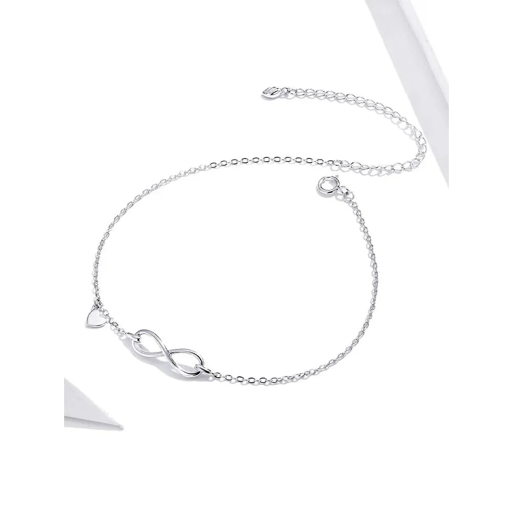 Elegant 925 Sterling Silver Infinity Chain Anklet - Trendy Summer Foot jewellery - Anklets