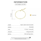 925 Sterling Silver Gold Cable Chain Bracelet | Hollow Link Women’S Fashion Jewelry Scb221 Bracelets