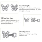 925 Sterling Silver Star And Butterfly Stud Earrings Delicate Fine Jewelry