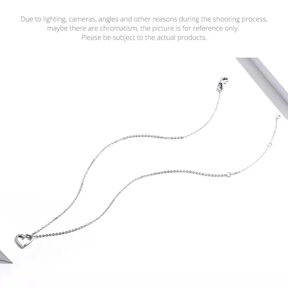 Genuine 925 Sterling Silver The Shape of Love Chain Necklace for Women - Fine jewellery 18.11’’ Collar - Necklaces