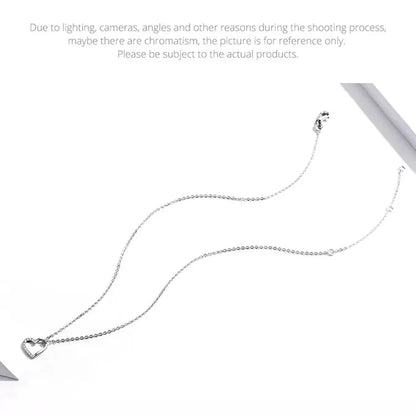 Genuine 925 Sterling Silver The Shape of Love Chain Necklace for Women - Fine jewellery 18.11’’ Collar - Necklaces