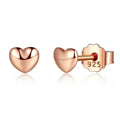 925 Sterling Silver Petite Plain Hearts Stud Earrings | Minimalist Fine jewelry Rose Gold
