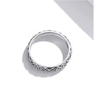 Vintage 925 Sterling Silver Embossed Pattern Ring Elegant Fine Jewelry For Women Rings