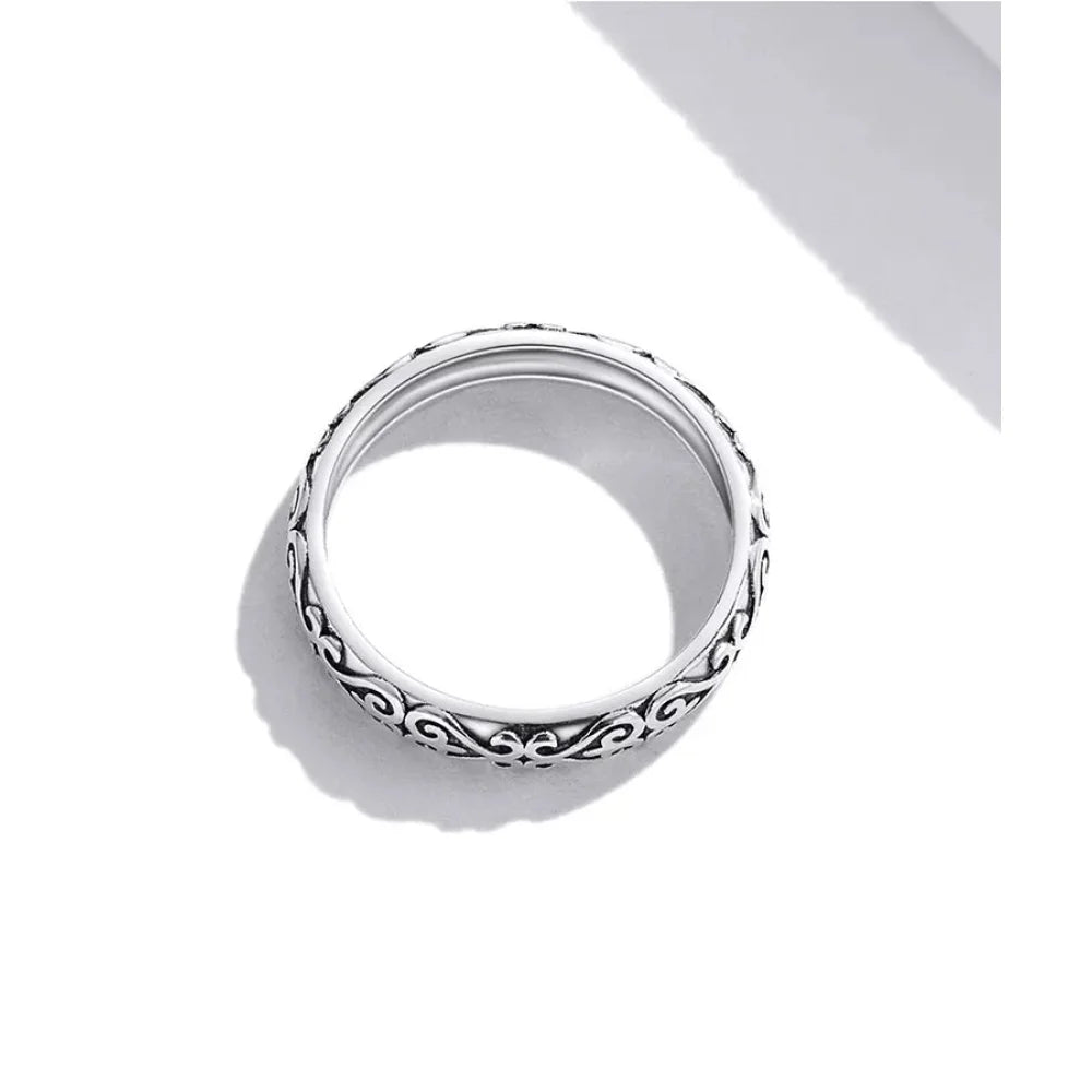 Vintage 925 Sterling Silver Embossed Pattern Ring - Elegant Fine jewellery for Women - Rings