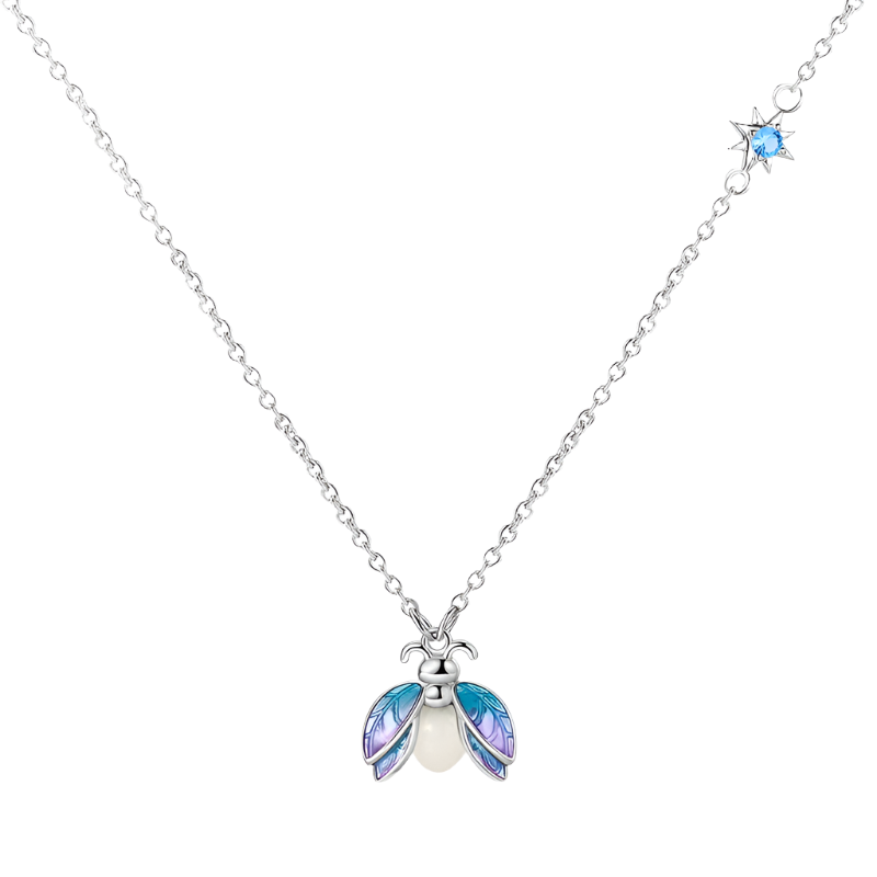 Magical Firefly Sterling Silver Necklace with Glow-in-the-Dark Enamel - Pendant Necklaces