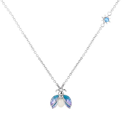 Magical Firefly Sterling Silver Necklace with Glow-in-the-Dark Enamel - Pendant Necklaces