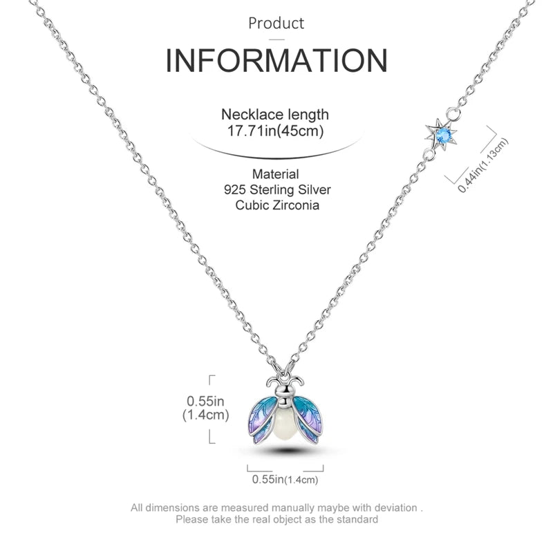 Magical Firefly Sterling Silver Necklace with Glow-in-the-Dark Enamel - Pendant Necklaces