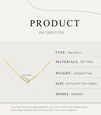 Necklace product information with material, weight, size, and model details on a light gray background.