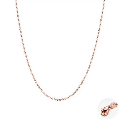 Authentic Gold Color 925 Sterling Silver Basic Cable Chain Necklace - SCA016 - Rose Plated / 40Cm - Necklaces
