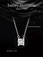 Radiant 1ct Moissanite Sterling Silver Pendant Necklace Necklaces