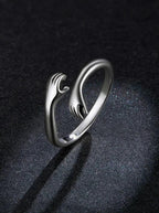 925 Sterling Silver Hug Ring – Adjustable Symbol of Love & Comfort Rings