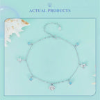 925 Sterling Silver Seastar And Shell Pendant Anklet | Simple Chain Foot Jewelry For Women | Platinum Plated Summer