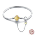 Radiant Daisy Sterling Silver Charm Bracelet With Dangling Chain 18 Cm Bracelets