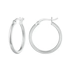 14K White Gold Plated 925 Sterling Silver Hoop Earrings Stylish And Hypoallergenic Jewelry For Women 24Mm