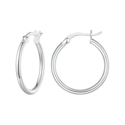 14K White Gold-Plated 925 Sterling Silver Hoop Earrings - Stylish and Hypoallergenic jewellery for Women - 24Mm