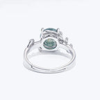 Nature’s Embrace: Adjustable Sterling Silver Moss Agate Ring Rings