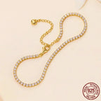 Exquisite 925 Sterling Silver Adjustable Tennis Bracelet Platinum Plated With Clear 3Mm Cubic Zirconia Bracelets