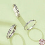 Vintage 925 Sterling Silver Embossed Pattern Ring Elegant Fine Jewelry For Women Rings