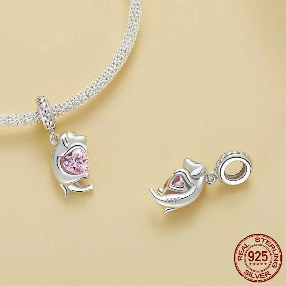 Genuine 925 Sterling Silver Pet Dog Charm for Bracelet - Poodle Dachshund Pendant - Charms