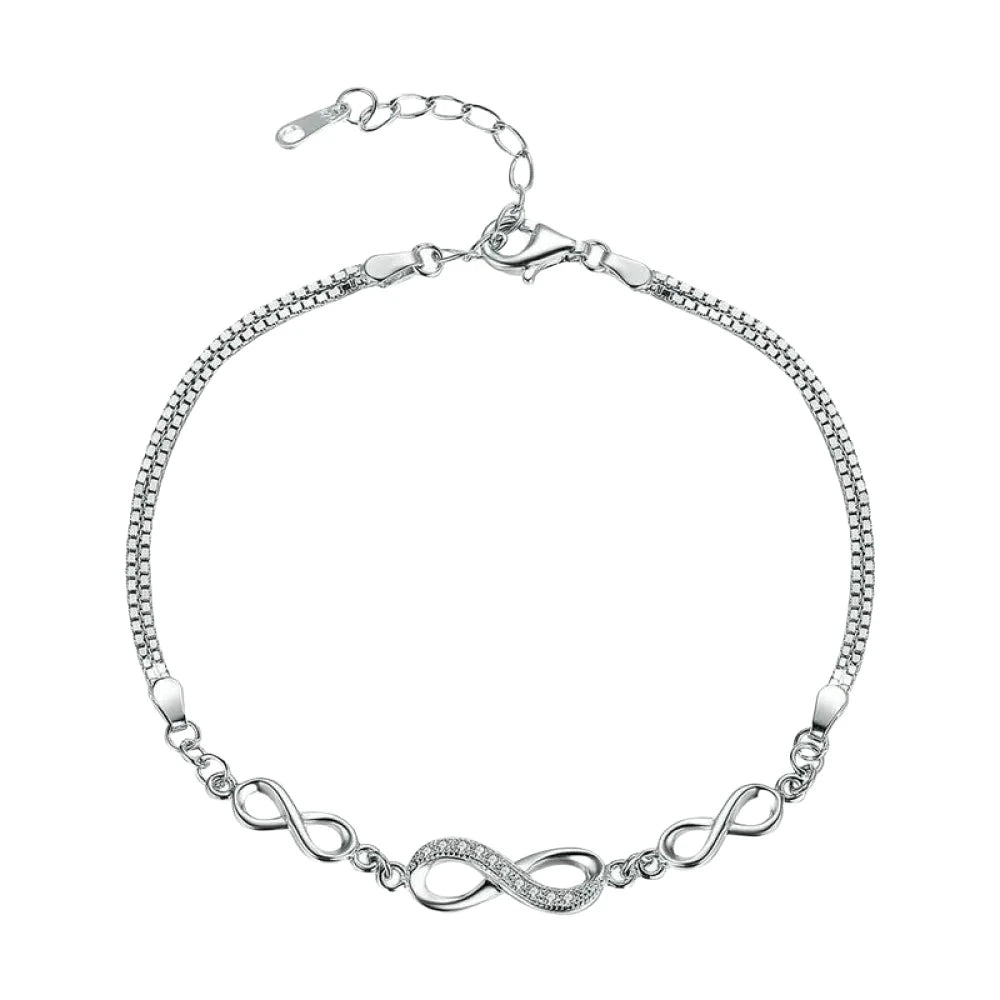 Timeless Infinity - Sterling Silver Bracelet with Sparkling Zirconia - Bracelets