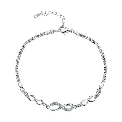 Timeless Infinity - Sterling Silver Bracelet with Sparkling Zirconia - Bracelets