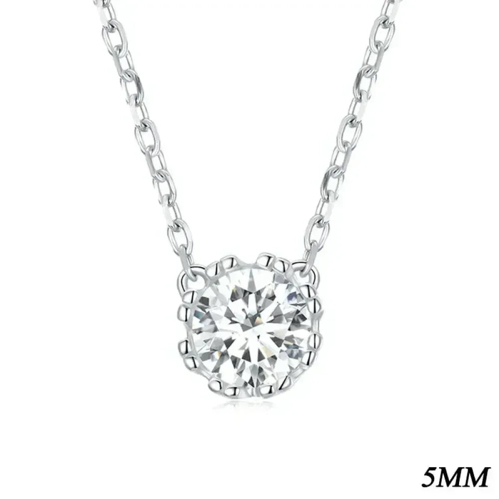Gorgeous Shiny Choker 925 Sterling Silver Geometric Cut Zircon Pendant Necklace 5Mm Necklaces