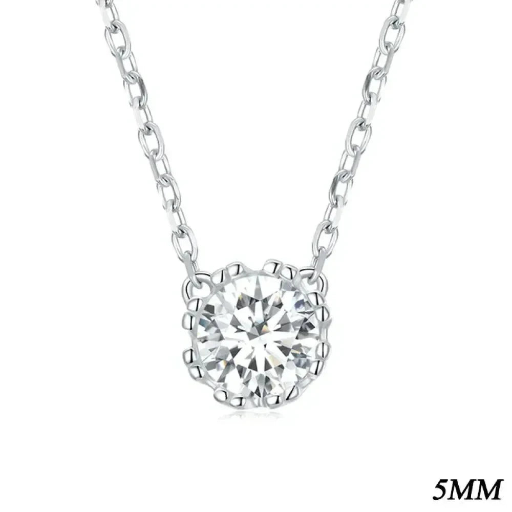 Gorgeous Shiny Choker - 925 Sterling Silver Geometric Cut Zircon Pendant Necklace - 5Mm - Necklaces