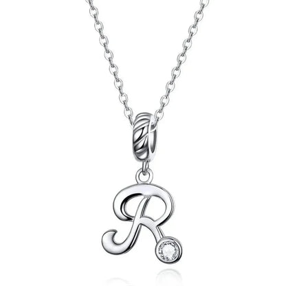 Chic and Timeless 925 Sterling Silver Initial Pendant Necklace | Platinum Plated Vintage Letter A to Z | Women’s Fine