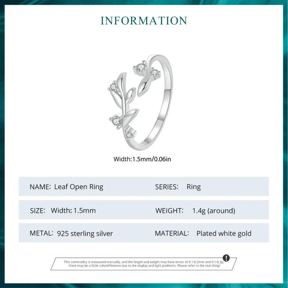 Nature’s Embrace - Sterling Silver Double Leaf Ring with Sparkling Zirconia - Rings