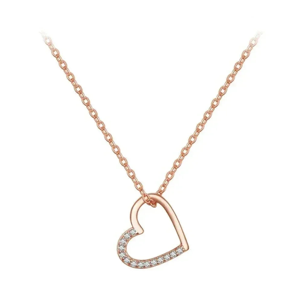 Genuine 925 Sterling Silver The Shape Of Love Chain Necklace For Women Fine Jewelry 18.11’’ Collar Rose Gold Necklaces