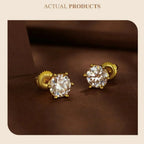 Radiant Moissanite Stud Earrings | D Color Round Cut 925 Silver Gold Plated