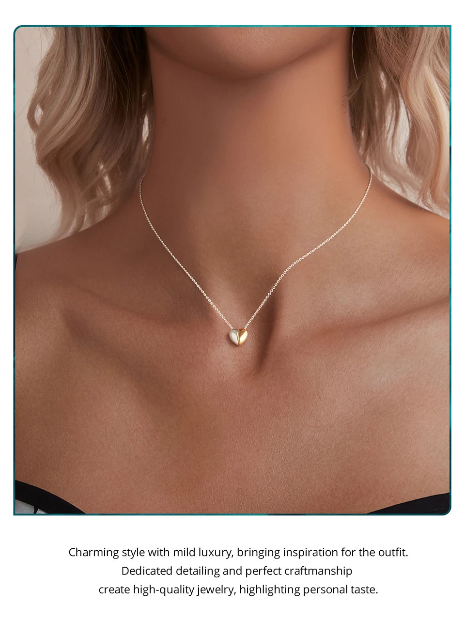 Gold Plated Heart Pendant Necklace for Women - 925 Sterling Silver Couple jewellery - Necklaces