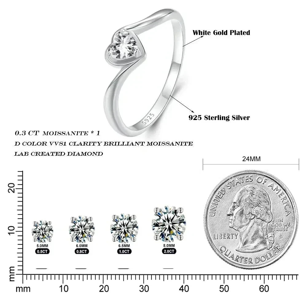 Ignite Love’s Passion: Heart-Shaped Moissanite Solitaire Engagement Ring - Rings
