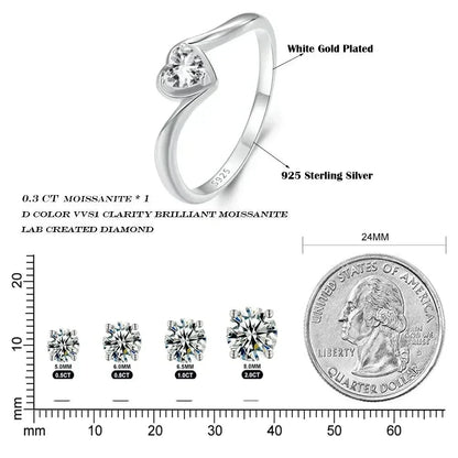 Ignite Love’s Passion: Heart-Shaped Moissanite Solitaire Engagement Ring - Rings