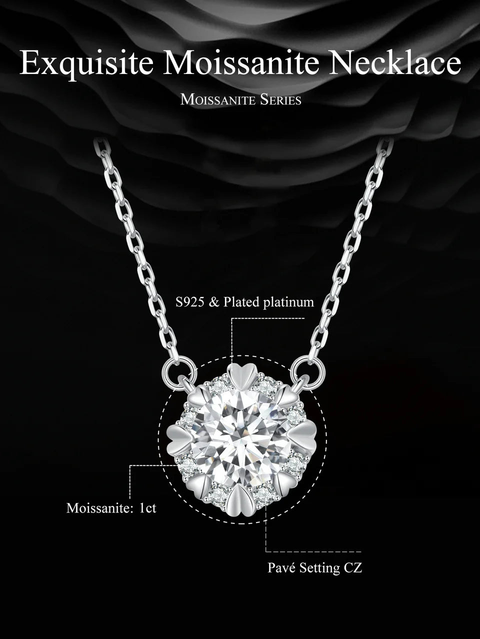 Dazzling Diamond Alternative: 1ct Moissanite Sterling Silver Pendant Necklace - Necklaces