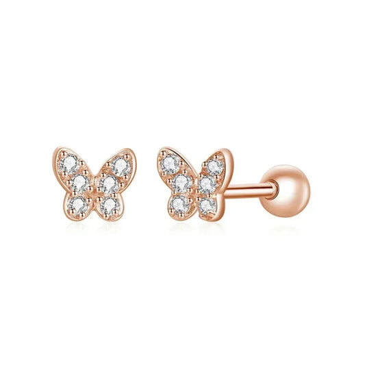 925 Sterling Silver Star and Butterfly Stud Earrings - Delicate Fine jewellery - Gold