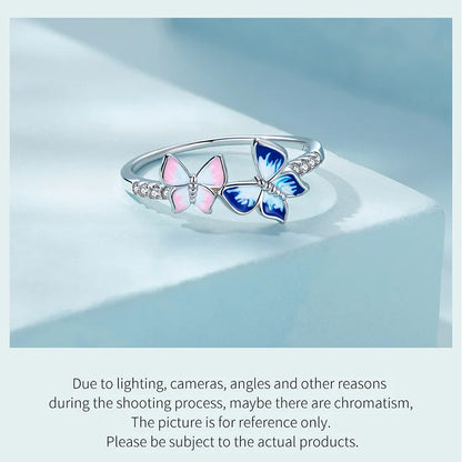 Flutter of Elegance: Sterling Silver CZ Butterfly Band Ring - Rings