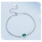 Elegant Green Zircon Chopin Sterling Silver Bracelet Bracelets