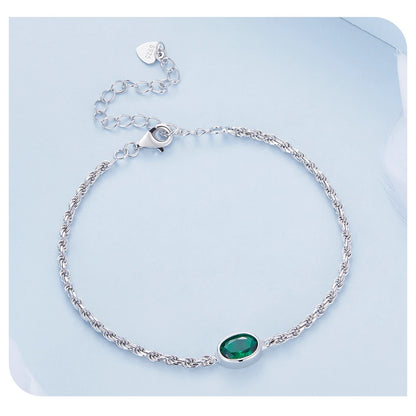 Elegant Green Zircon Chopin Sterling Silver Bracelet - Bracelets