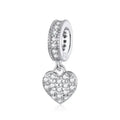 925 Sterling Silver Clear 5A Crystal Collection Family Heart Cross Charm Beads For Bracelet & Necklace Pendant Bsc211