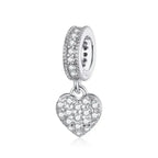 925 Sterling Silver Clear 5A Crystal Collection Family Heart Cross Charm Beads For Bracelet & Necklace Pendant Bsc211