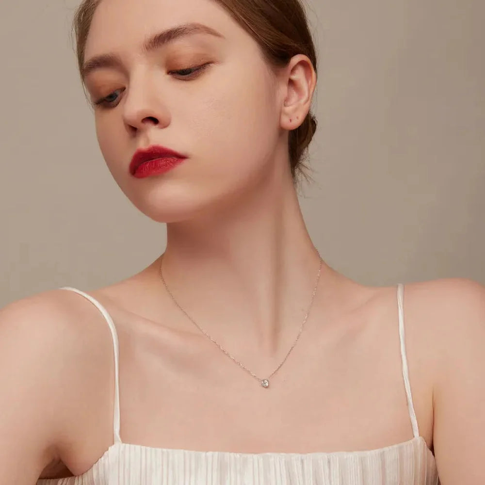 Gorgeous Shiny Choker - 925 Sterling Silver Geometric Cut Zircon Pendant Necklace - Necklaces
