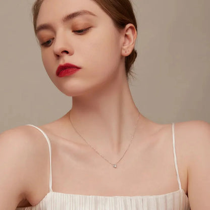 Gorgeous Shiny Choker - 925 Sterling Silver Geometric Cut Zircon Pendant Necklace - Necklaces