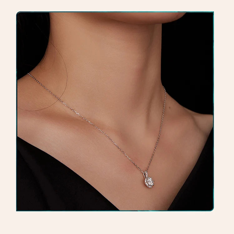 Petal Perfection 1ct Moissanite Sterling Silver Pendant Necklace - Necklaces