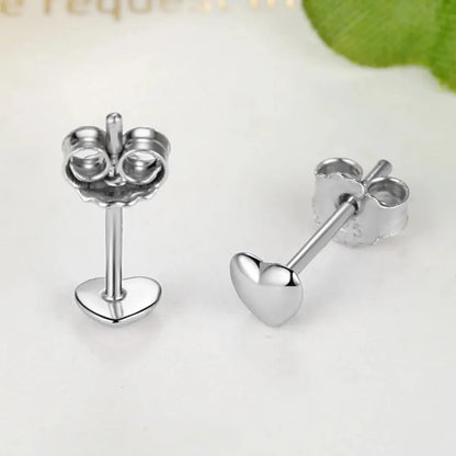 925 Sterling Silver Petite Plain Hearts Stud Earrings | Minimalist Fine jewellery