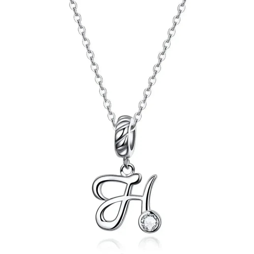 Chic and Timeless 925 Sterling Silver Initial Pendant Necklace | Platinum Plated Vintage Letter A to Z | Women’s Fine