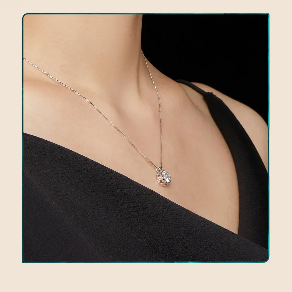 Timeless Elegance: 1.0 Carat Moissanite Sterling Silver Little Heart Chain Pendant Necklace - Necklaces