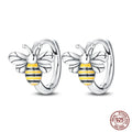 Dazzling Bee Sterling Silver Hoop Earrings