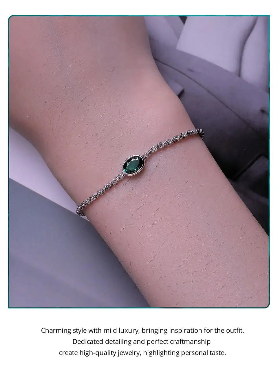 Elegant Green Zircon Chopin Sterling Silver Bracelet - Bracelets